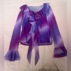 Purple Fairy Y2K Gradient Ruffle Blouse